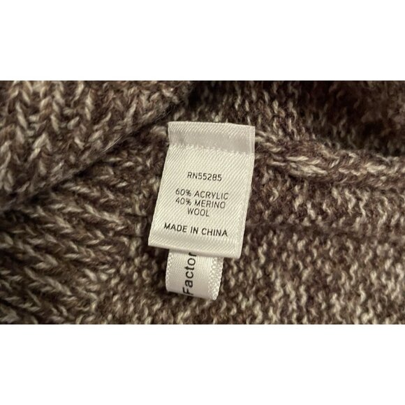 Express wool sweater women's large brown ruffle sleeve & hem crop minimalist - Picture 6 of 9